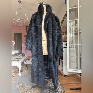 Long black faux fur jacket